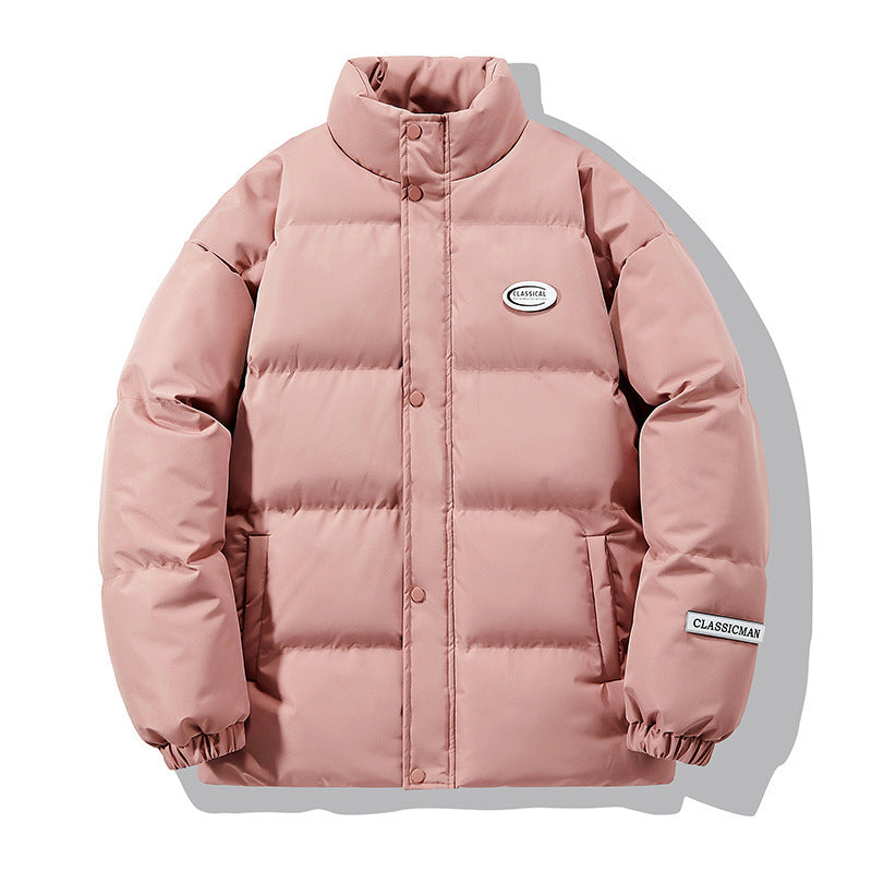 Men And Women Solid Color Stand-up Collar Bread Clothes Loose Cotton Jacket