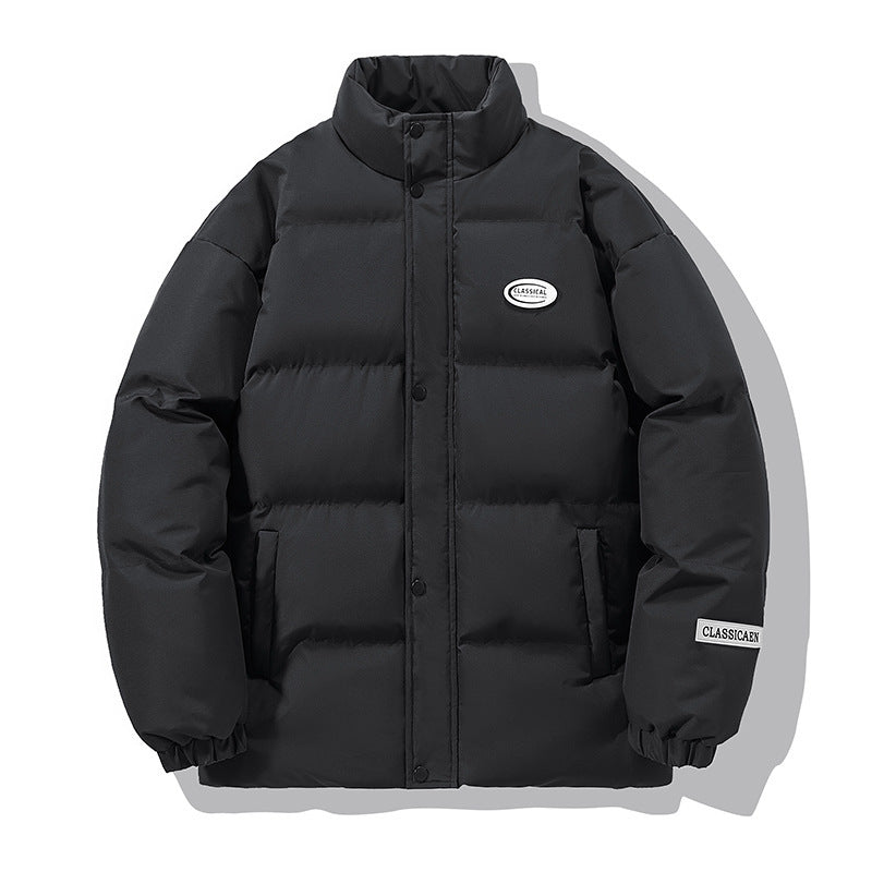 Men And Women Solid Color Stand-up Collar Bread Clothes Loose Cotton Jacket